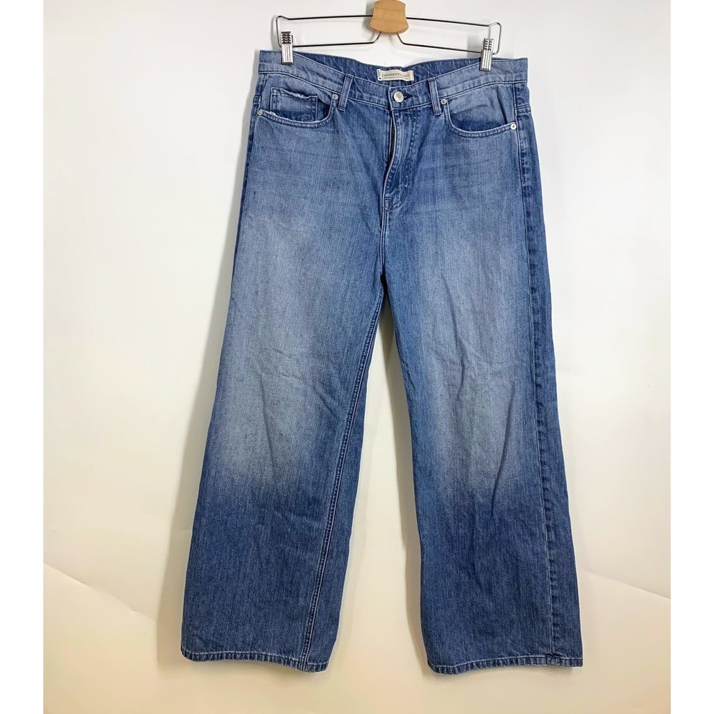 Current/Elliott Wide Leg High Rise Jeans‎ Medium Blue Wash Denim Pants Size 28